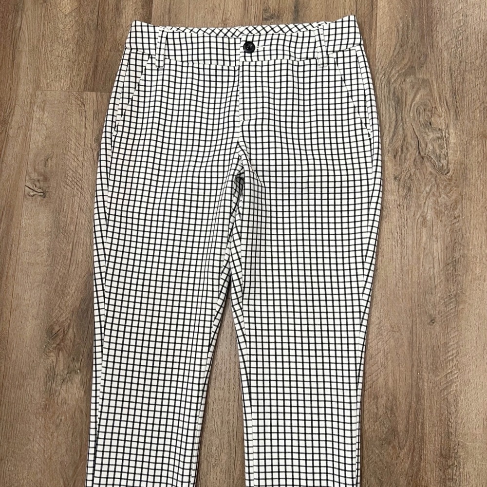 Cabi Windowpane Plaid Trousers Black White 3203 Size 2 - Picture 7 of 13